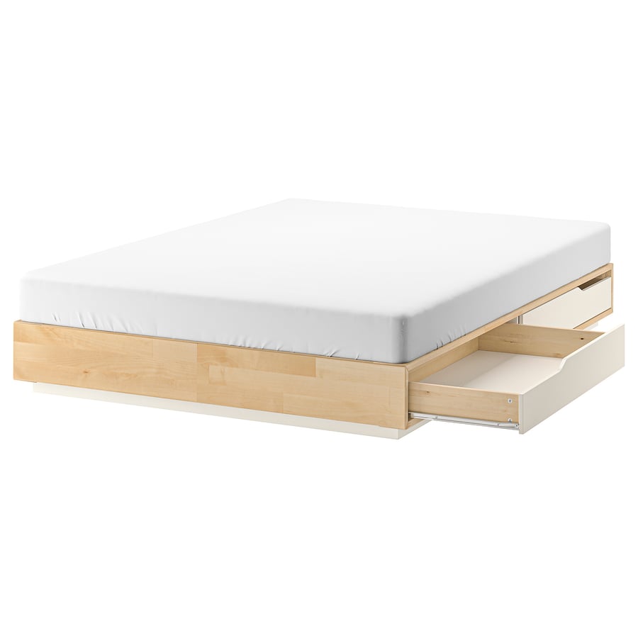 Estructura de cama con cabecero, abedul/blanco, 160x200 cm