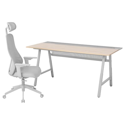 Escritorio y silla gaming, laminado efecto fresno/gris claro
