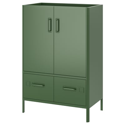 Armario puertas cajones, verde oscuro, 80x47x119 cm