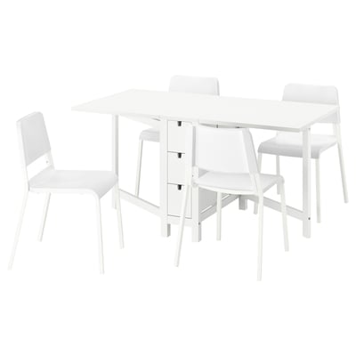 Mesa y 4 sillas, blanco/blanco, 26/89/152 cm