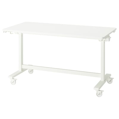 Mesa plegable con ruedas, blanco, 140x70 cm