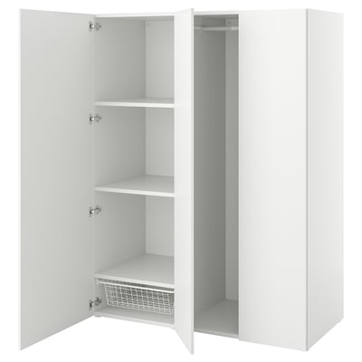 Armario con 3 puertas, blanco/Fonnes blanco, 140x57x181 cm