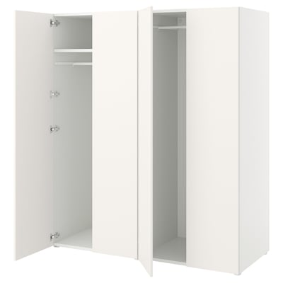 Armario con 4 puertas, blanco/Fonnes blanco, 160x57x181 cm