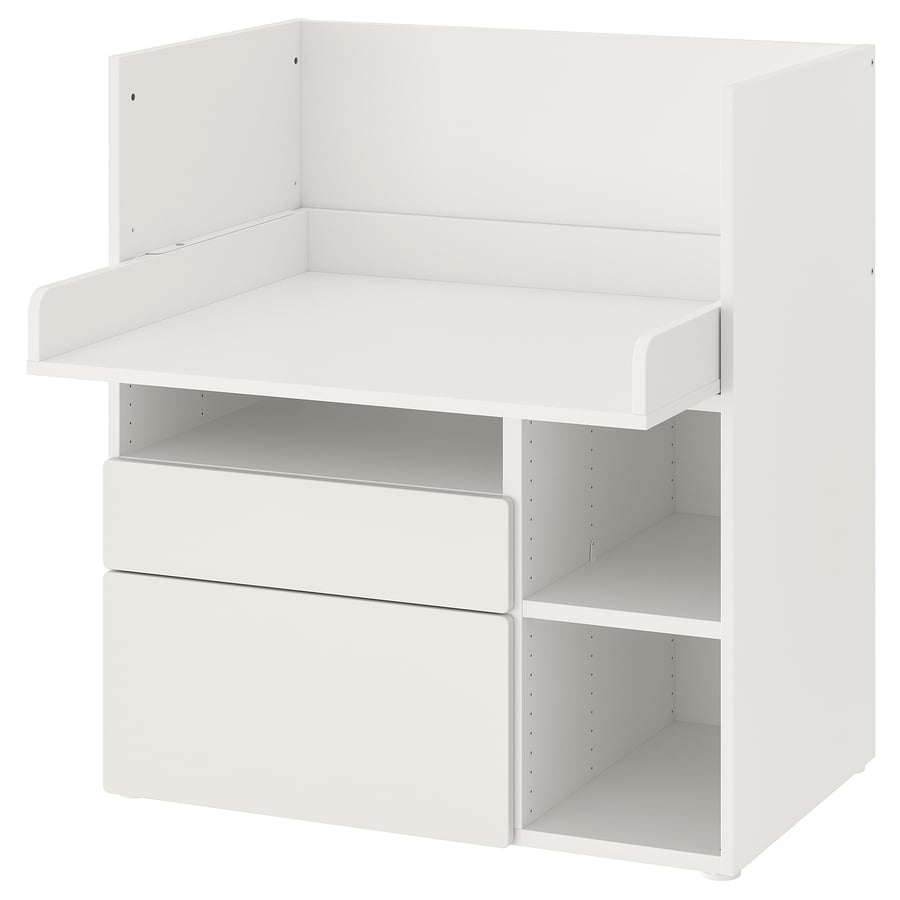 Escritorio, blanco blanco/con 2 cajones, 90x79x100 cm