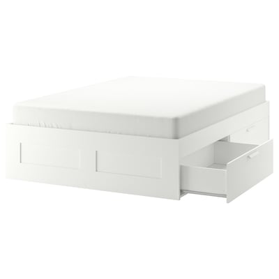 Estructura de cama con almacenaje, blanco/Luröy, 140x200 cm