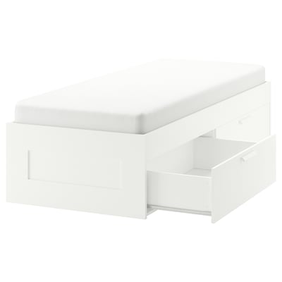 Estructura de cama con almacenaje, blanco, 90x200 cm