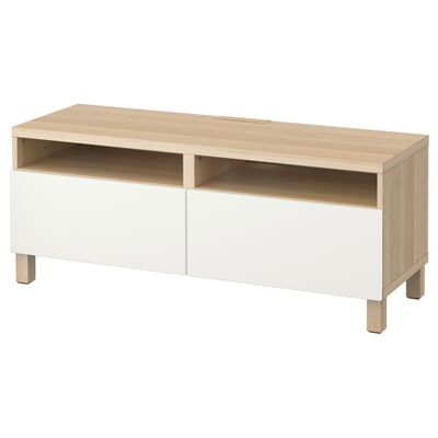 Mueble TV, efecto roble tinte blanco/Lappviken blanco, 120x42x48 cm