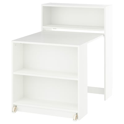 Librería con mesa plegable, blanco, 80x33/112x106 cm