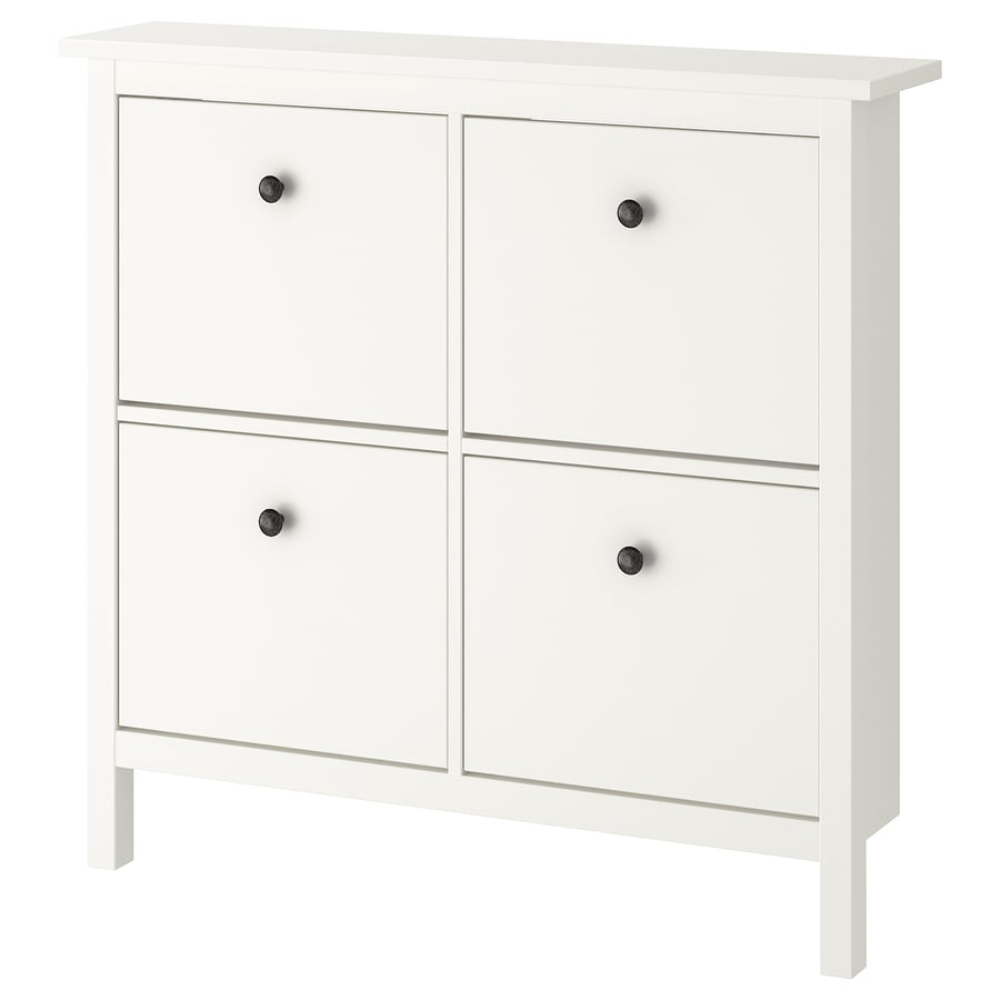 Zapatero con 4 compartimentos, blanco, 107x22x101 cm