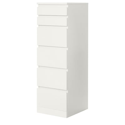 Cómoda de 6 cajones, blanco/espejo, 40x123 cm