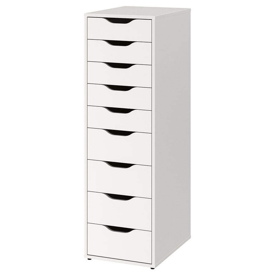 Cómoda con 9 cajones, blanco, 36x116 cm
