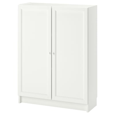 Librería con puertas, blanco, 80x30x106 cm