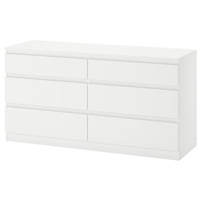 Cómoda 6 cajones, blanco, 140x40x72 cm