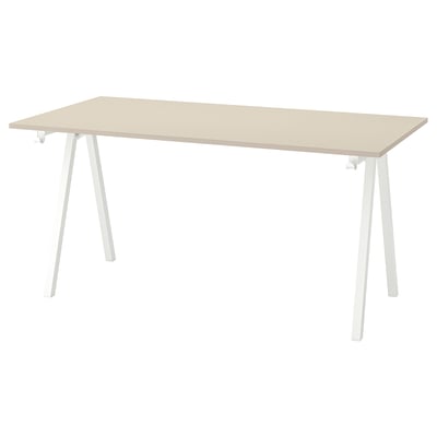 Escritorio, beige/blanco, 160x80 cm