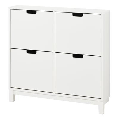 Zapatero con 4 compartimentos, blanco, 96x17x90 cm