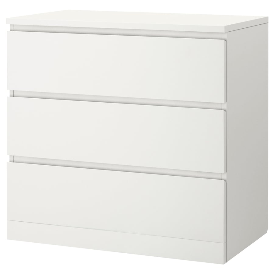 Cómoda de 3 cajones, blanco, 80x78 cm