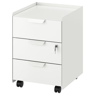 Cajonera con ruedas de 3 cajones, blanco