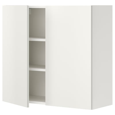 Armario de pared 2 baldas/puertas, blanco, 80x32x75 cm