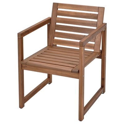 Silla con reposabrazos exterior, tinte marrón claro