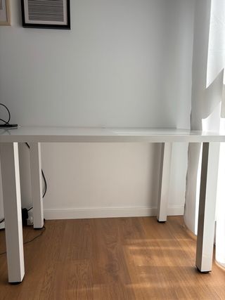 Mesa estudio blanca madera con patas metal