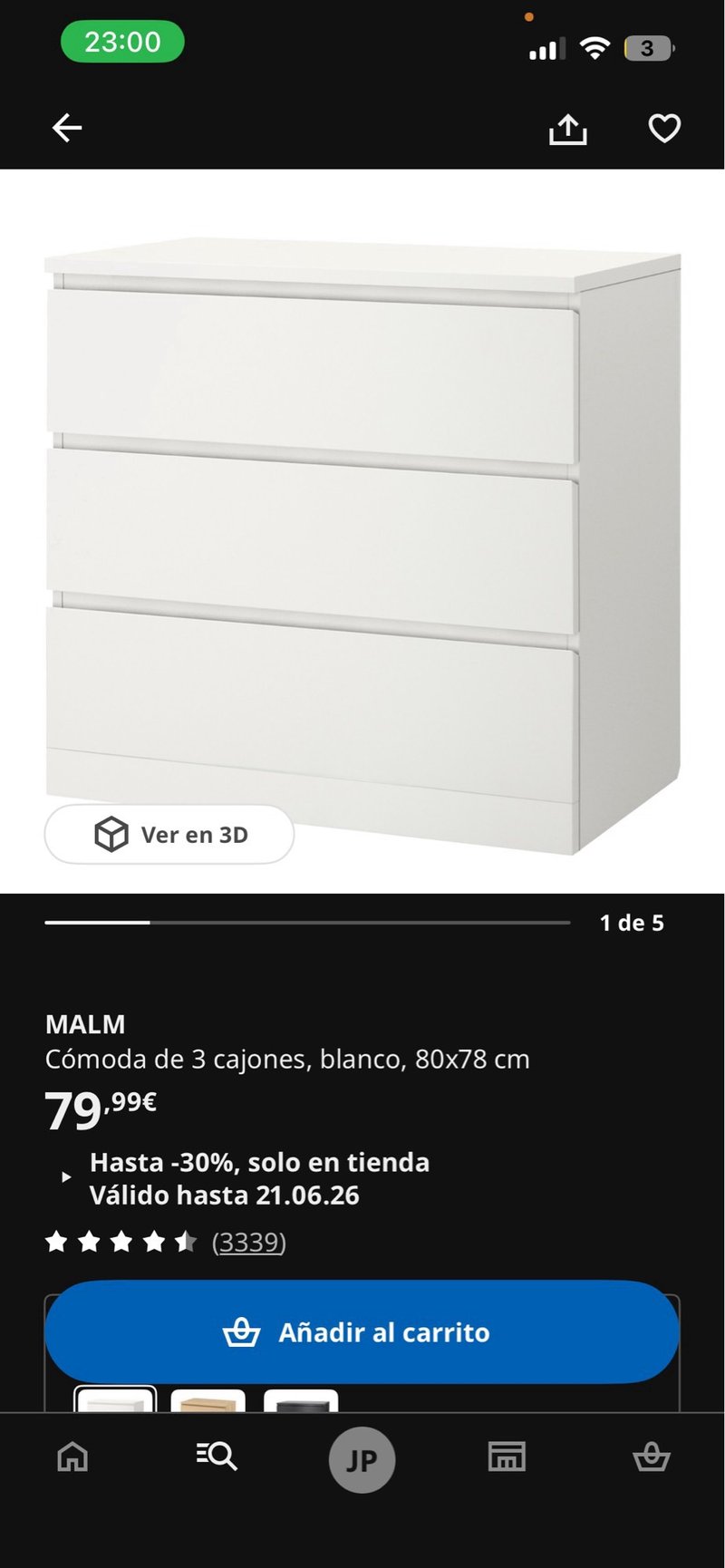 Cómoda MALM 3 cajones blanca — imagen 4