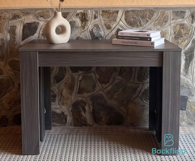 Mesa consola extensible marron y gris