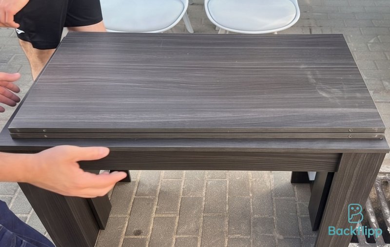 Mesa consola extensible marron y gris — imagen 2