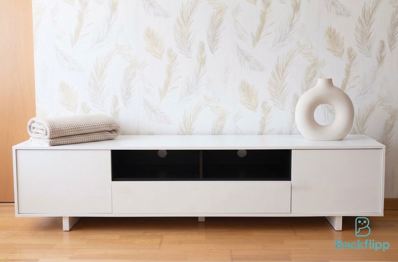 Mueble TV blanco moderno como nuevo — imagen 2