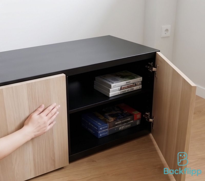 Mueble TV negro y madera — imagen 3