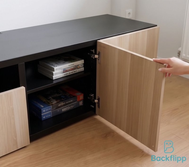 Mueble TV negro y madera — imagen 4