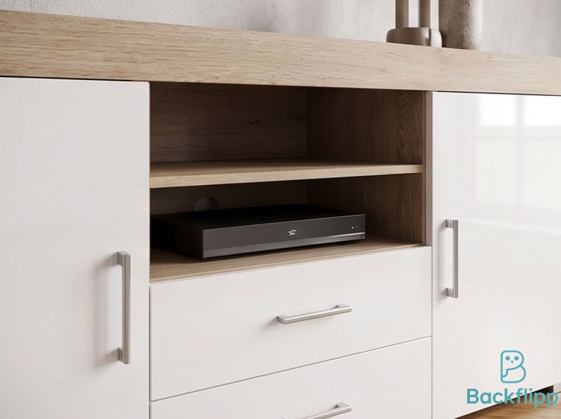 Mueble TV salón blanco y madera — imagen 4
