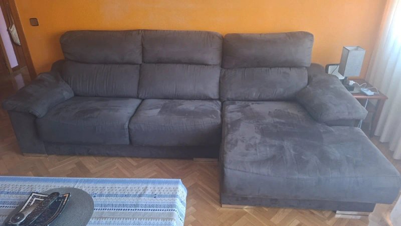 Sofá Cheslong Gris Tela — imagen 2