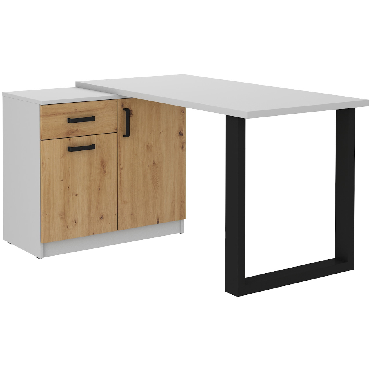 Escritorio con cómoda MALTIS MT15 gris claro / roble artisan