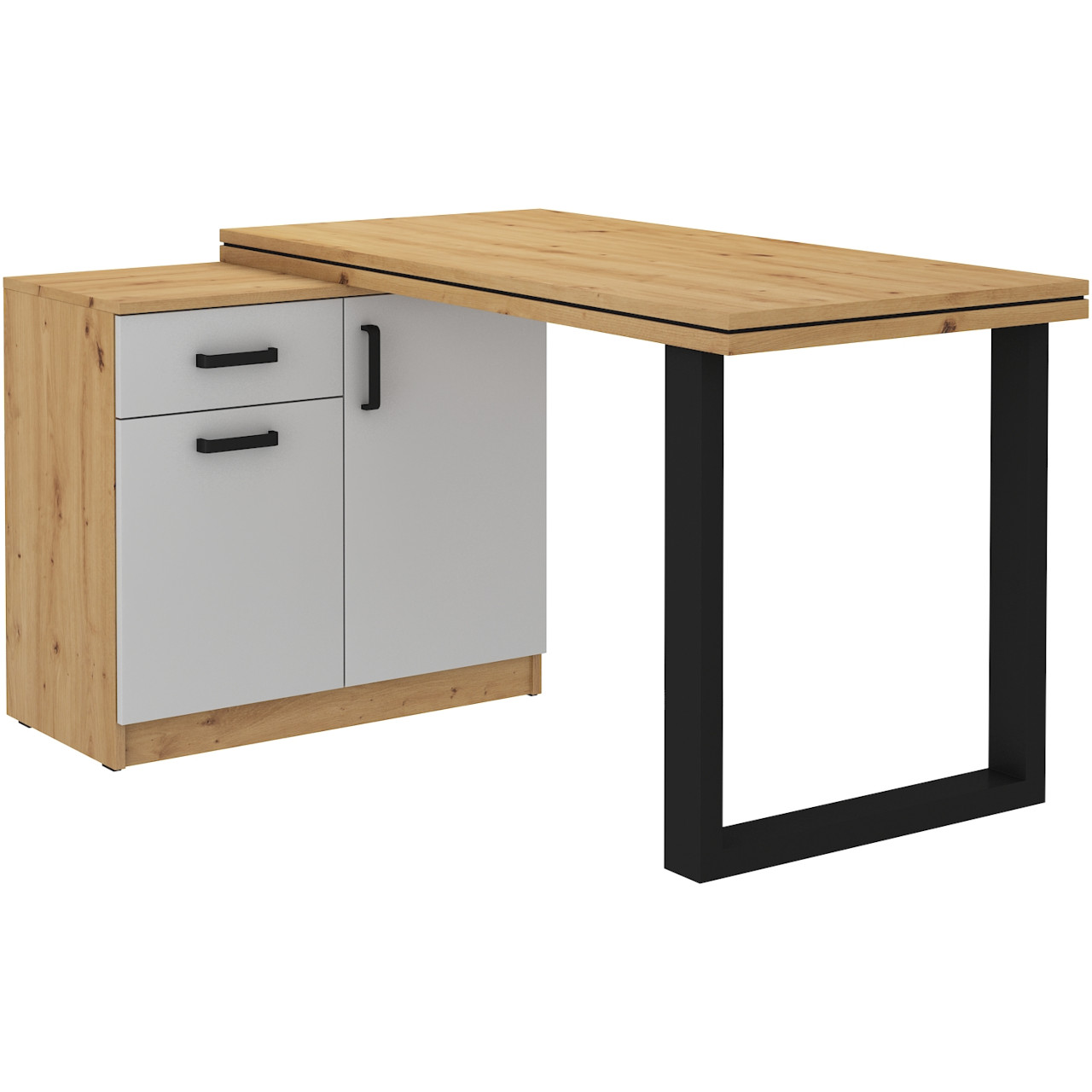 Escritorio con cómoda MALTIS MT16 roble artisan / gris claro