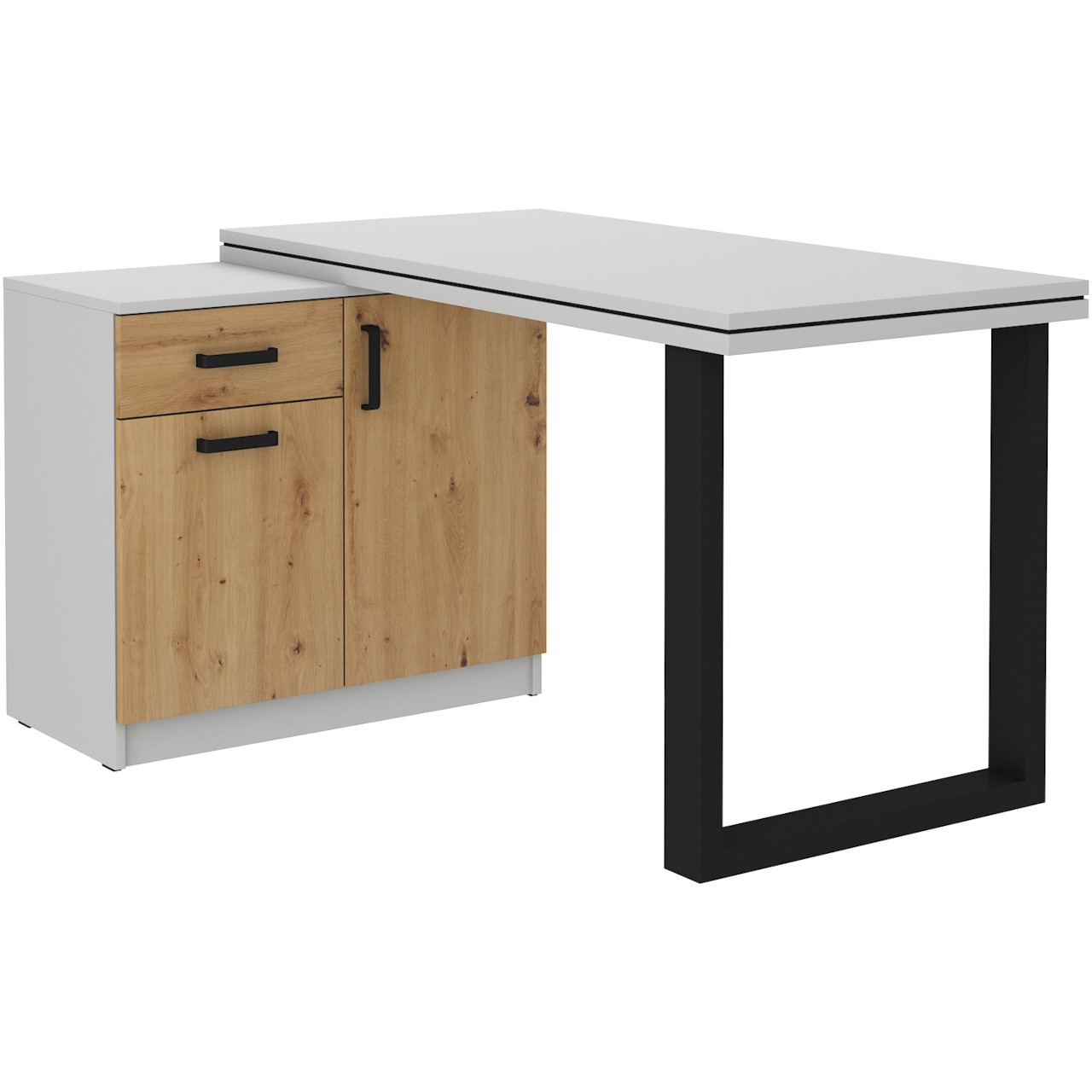 Escritorio con cómoda MALTIS MT16 gris claro / roble artisan