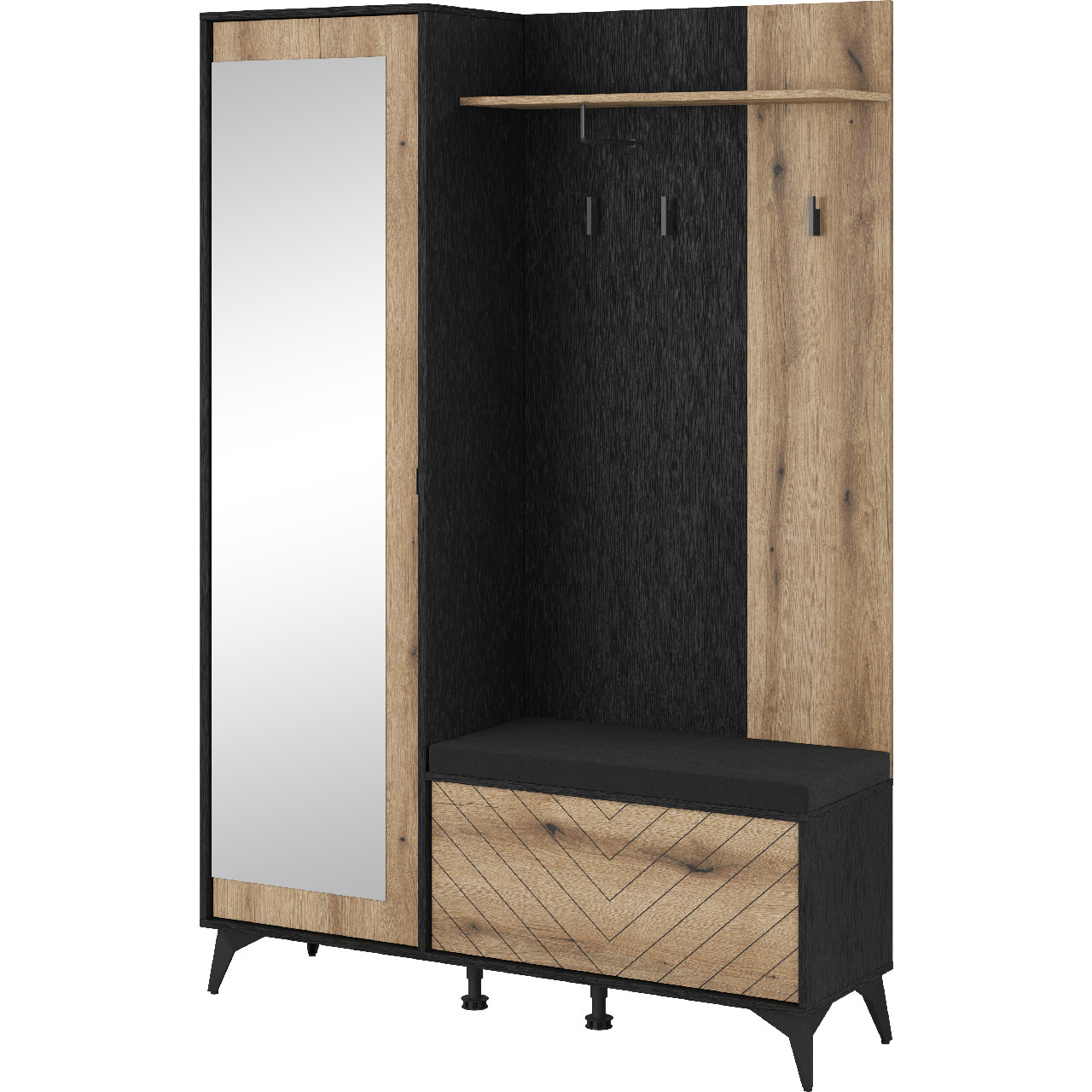 Muebles de recibidor MONDI 09 negro / roble evoke