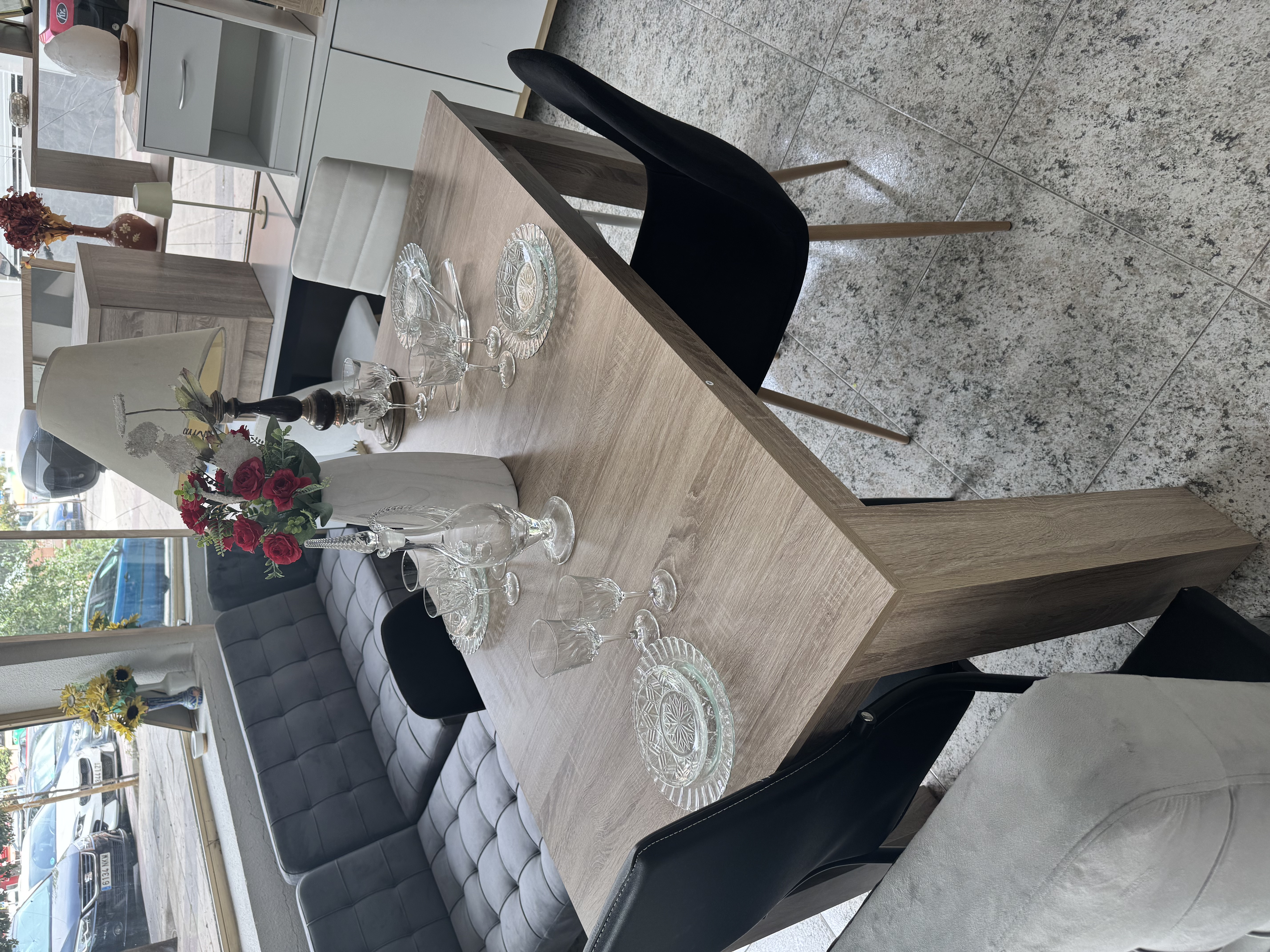 Mesa de comedor rectangular efecto roble sonoma