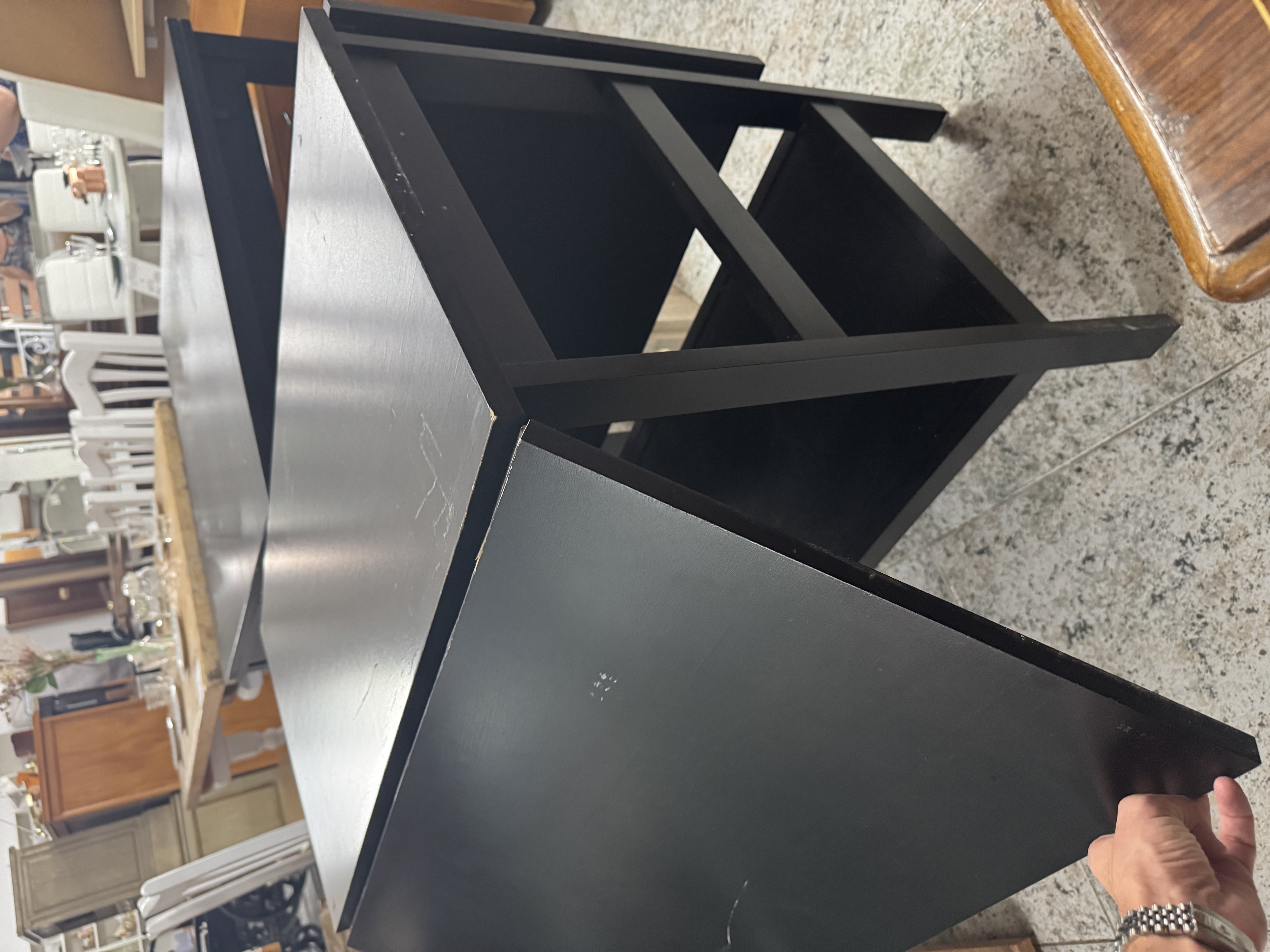 Mesa de centro abatible con estante inferior – estilo moderno negro — imagen 3
