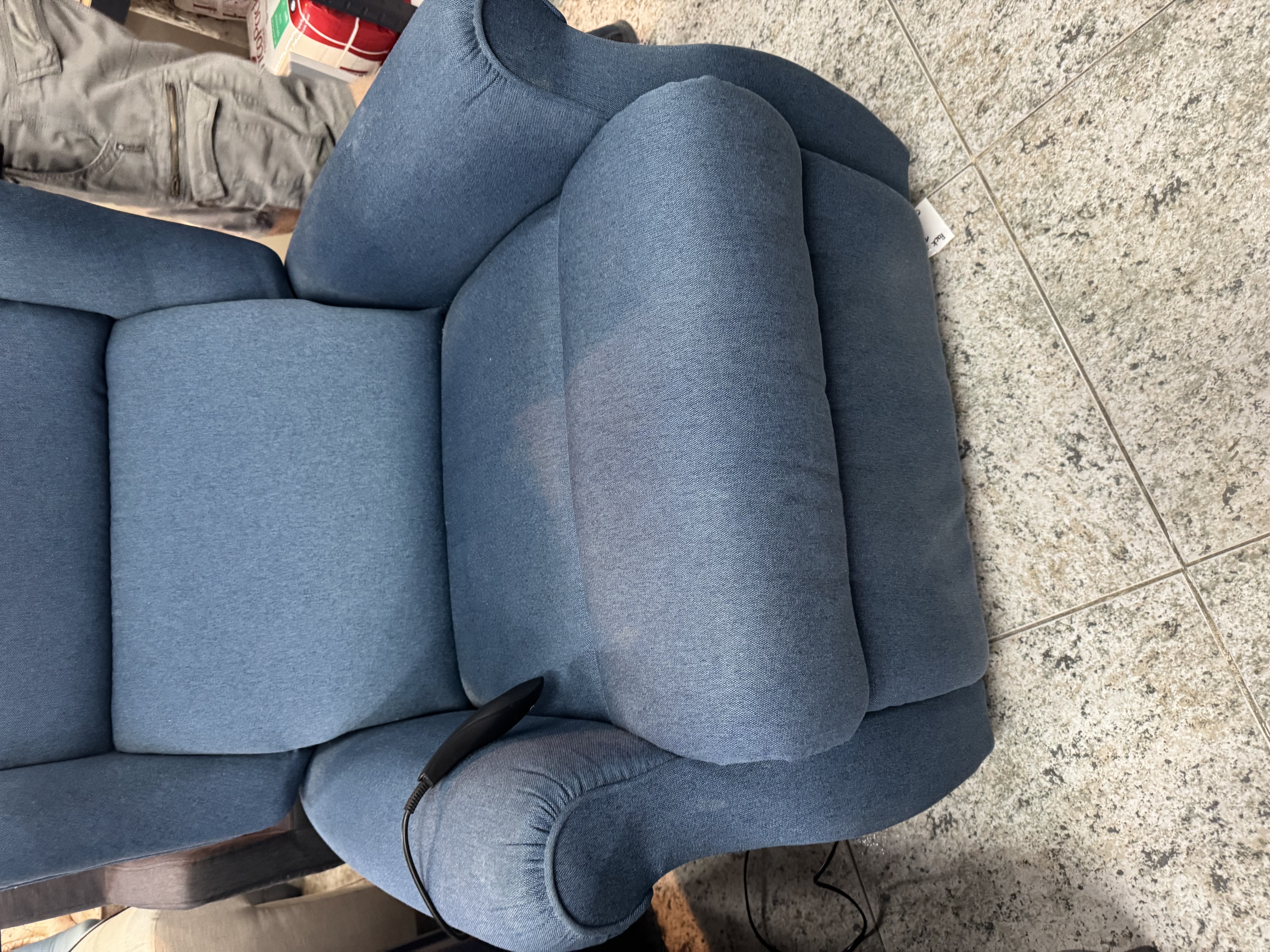 Sillón relax eléctrico reclinable tapizado en tela azul — imagen 3