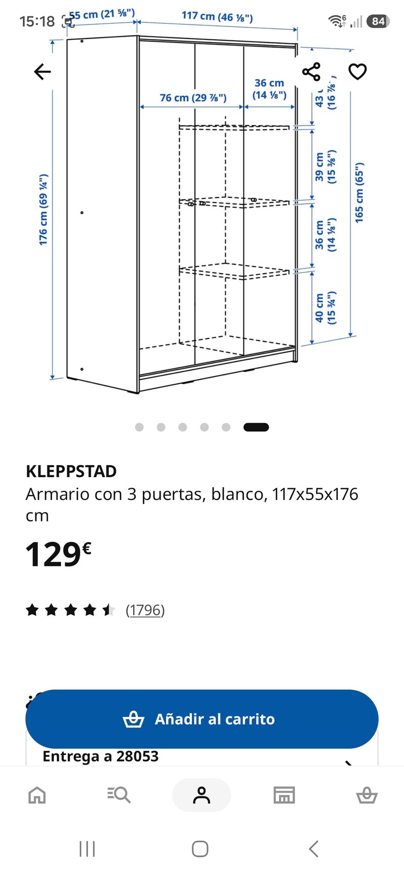 Armario de tres puertas en blanco con estructura mixta — imagen 4