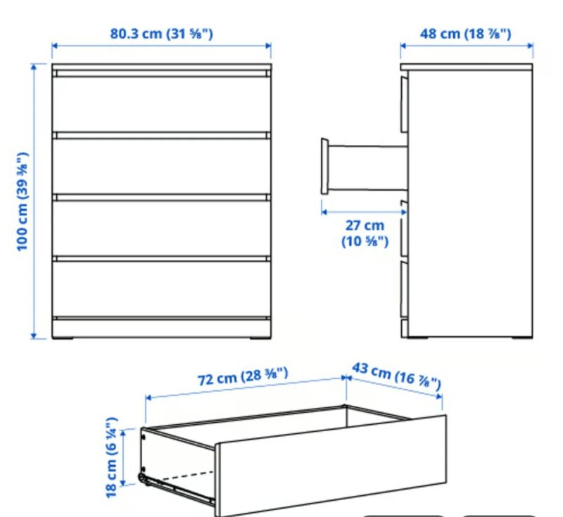 Cómoda IKEA MALM blanca de 4 cajones — imagen 2