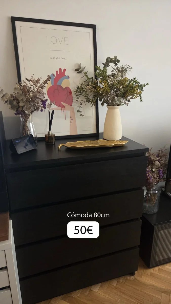Cómoda MALM de Ikea en negro con 4 cajones