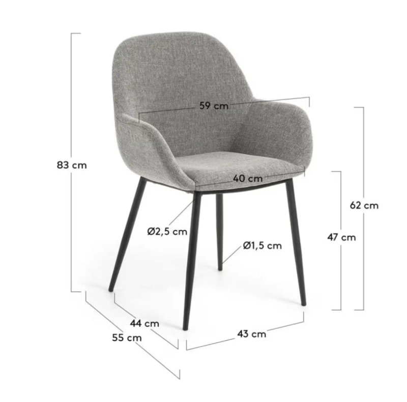 Sillas Kave Home Konna con tapicería de tela, pack de 2 unidades — imagen 6