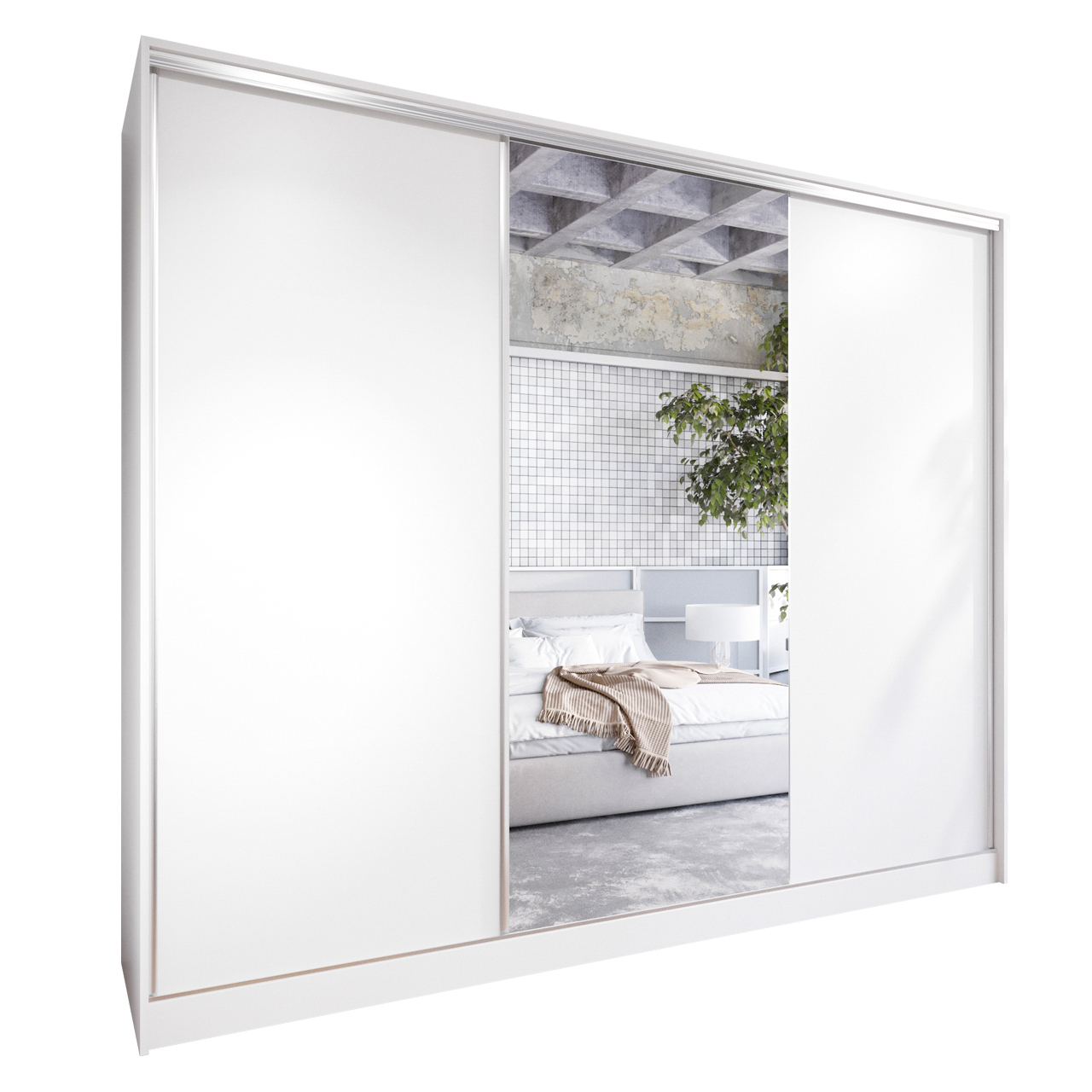 Armario con puertas correderas con espejo CORINA A 270 blanco