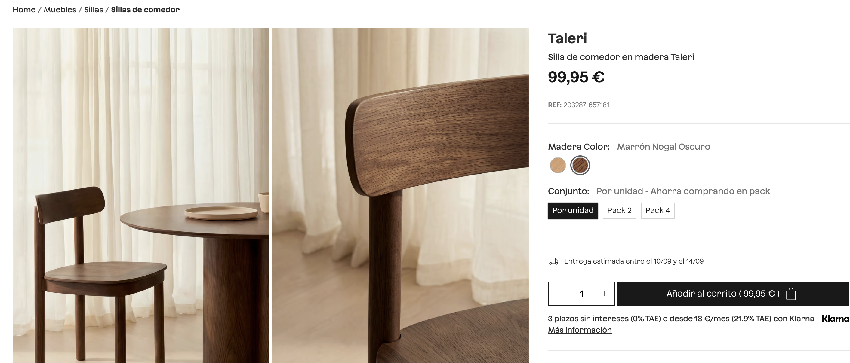 Silla de comedor SKLUM en madera Taleri como nueva. — imagen 8