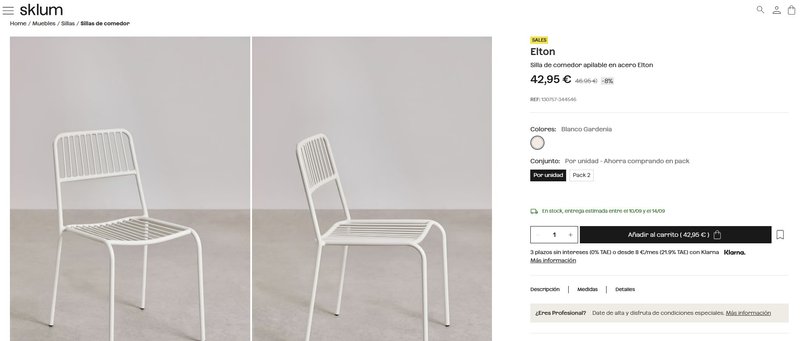 Silla de comedor SKLUM blanca como nueva. — imagen 8