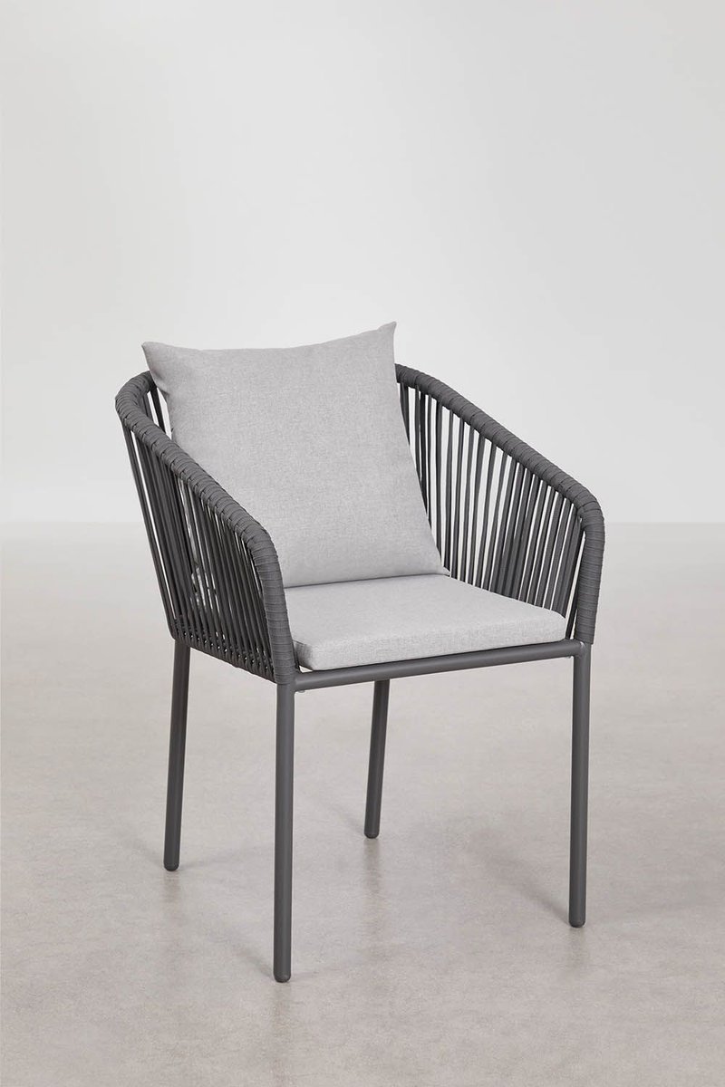 Silla de jardín SKLUM de metal con tapizado en gris oscuro — imagen 5