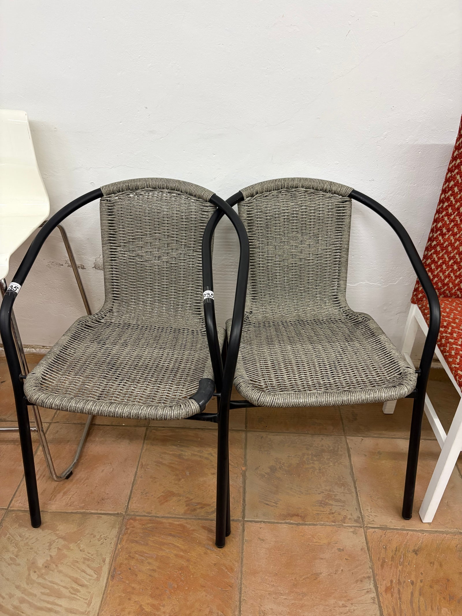 2 Sillas exterior mimbre gris