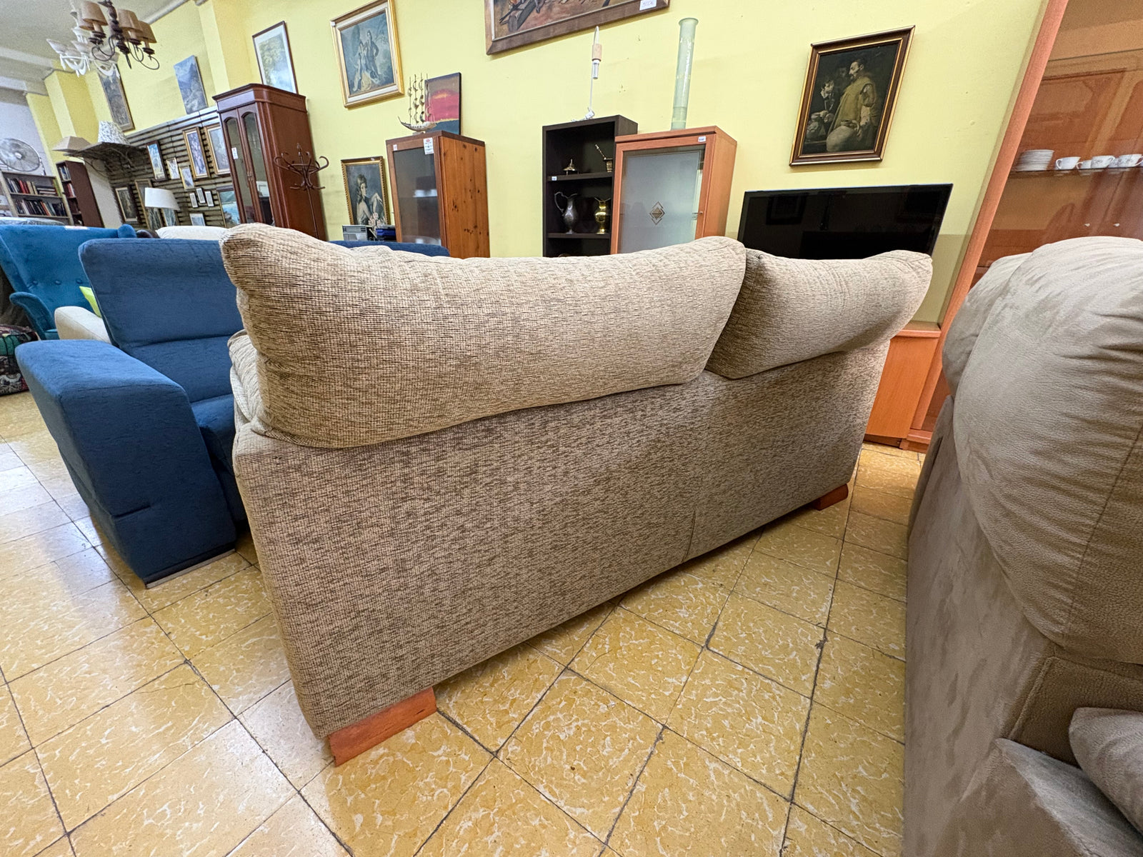 Sofá biplaza gris tela — imagen 5