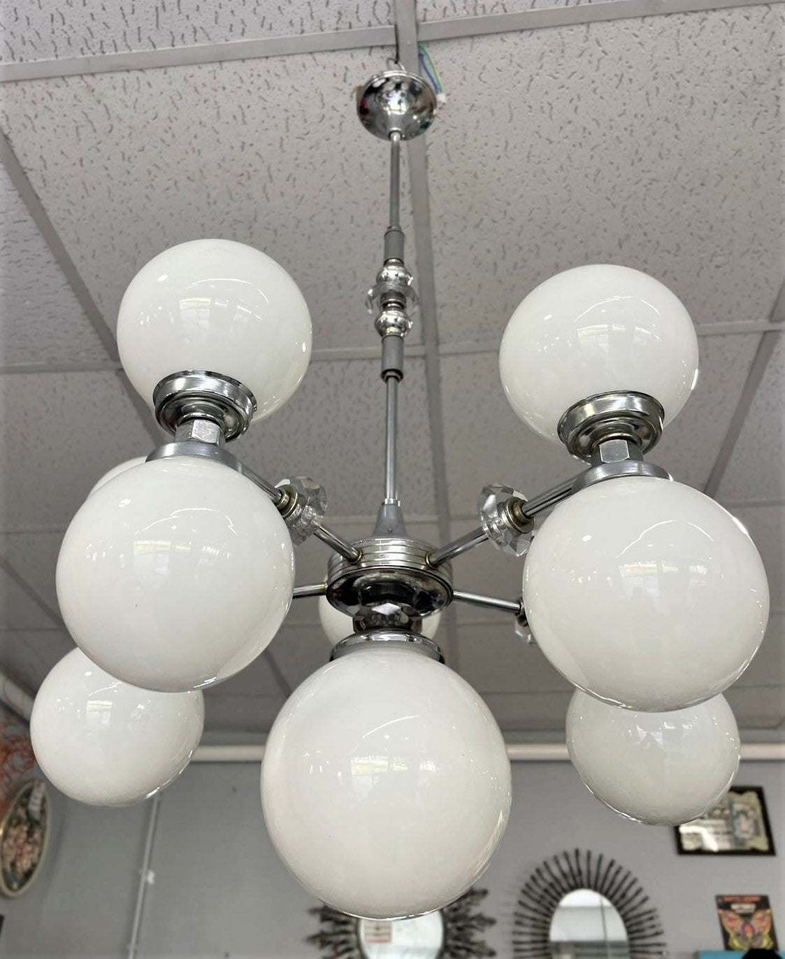 Lampara vintage 9 globos, italia 1960